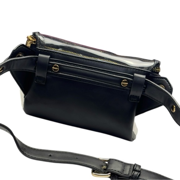 Mali & Lili Black Clear Gold Tone Zippered Adjustable Concert Festival Waist Bag - Picture 2 of 13